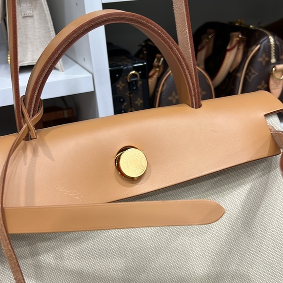 Hermes Vache Hunter Toile Herbag 31 PM Trench Gold - Picture 8 of 13